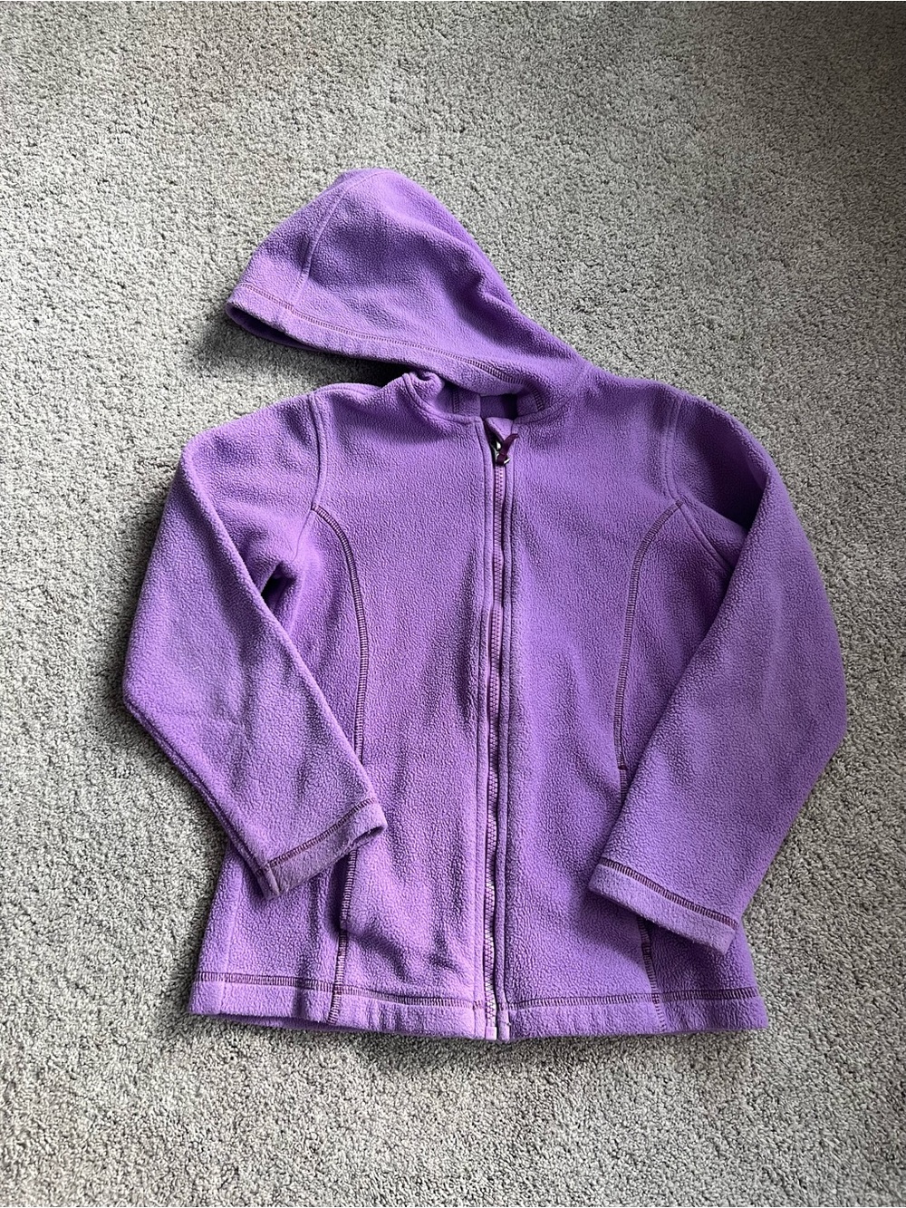 Lands End Girls Size 7/8 Long Sleeve Full Zip Hooded Fleece Jacket